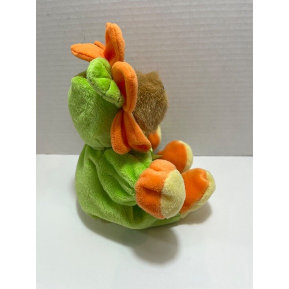 Vintage G.A.C. 1998 Plush Teddy Bear in Spring Orange and Green Flower Costume - Picture 6 of 7